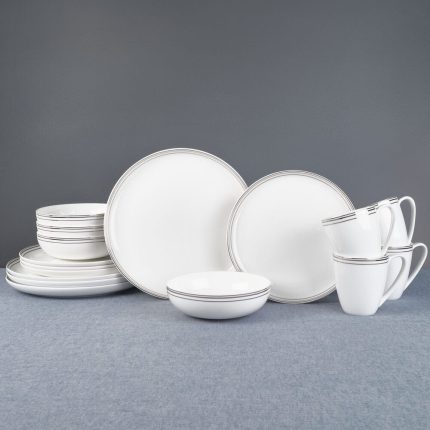 Platinum Bands 16 Piece Dinnerware Set, Service For 4